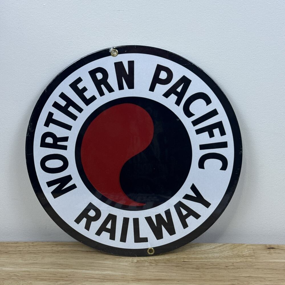 NORTHERN PACIFIC RAILWAY 10" Enamel Porcelain SIGN ANDE ROONEY New Sealed